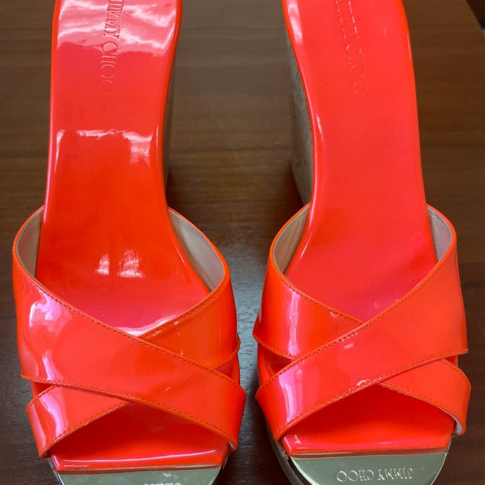 Jimmy Choo patent leather wedges